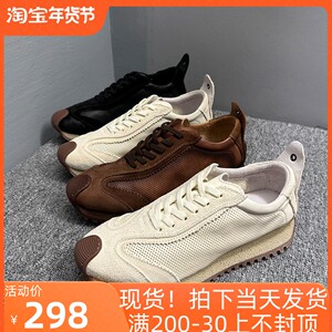 镂空复古阿甘鞋2023新款真皮日常板鞋透气日系运动男鞋软底休闲潮