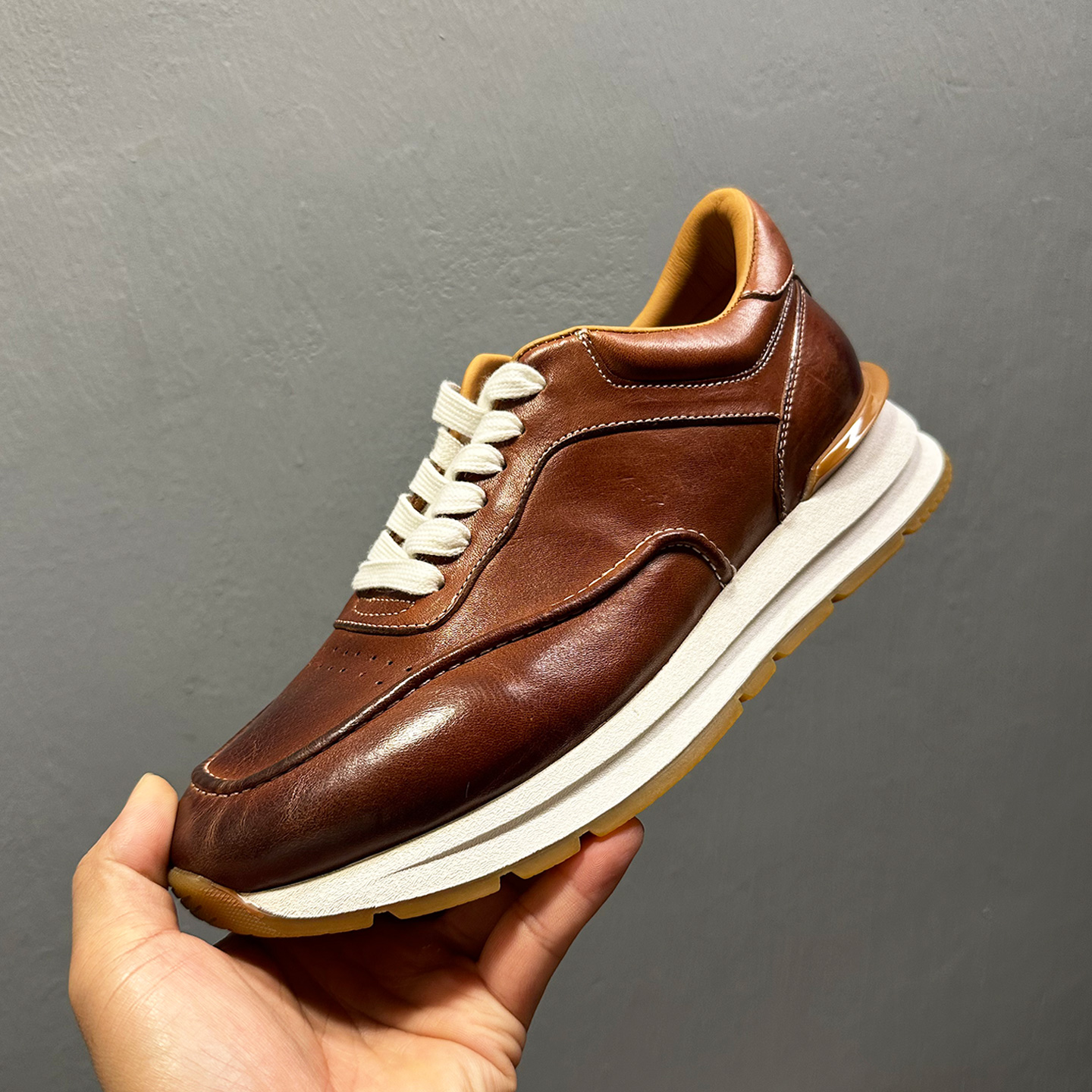 真皮德训鞋男2025新款马皮圆头透气复古英伦风休闲板鞋运动鞋潮牌