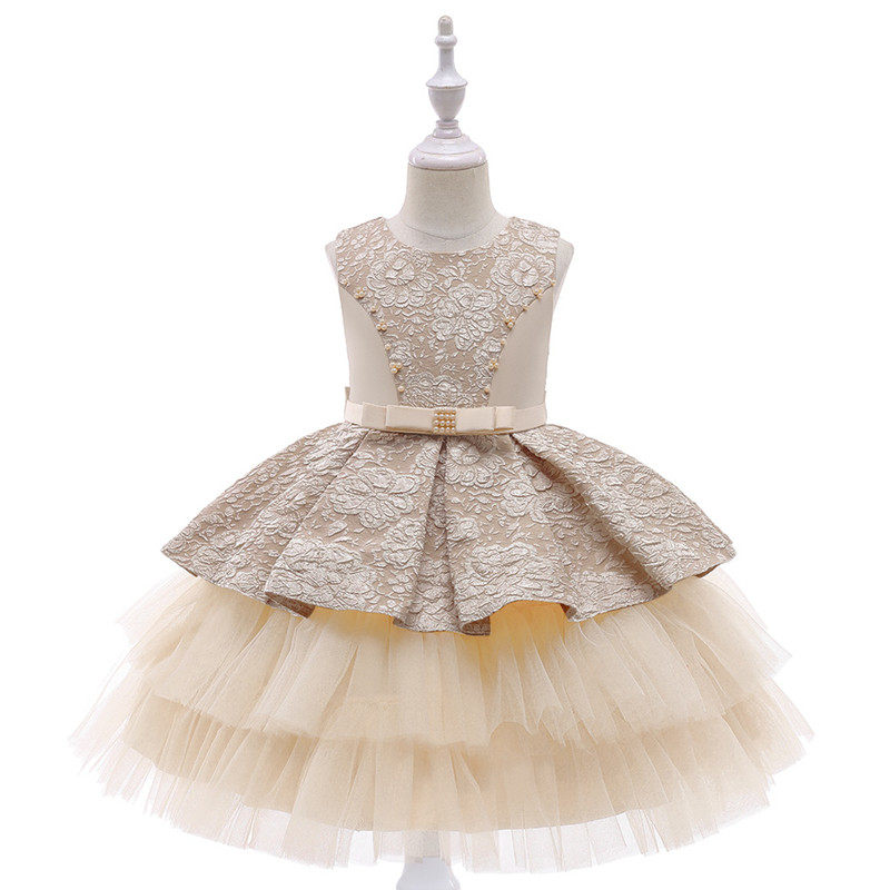 女童服蓬蓬裙红色纱裙宝宝周岁生日满月摆酒婚纱礼服公主连衣裙