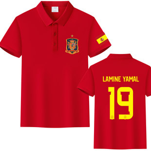 亚马尔19号队服2026世界杯西班牙国家队服冰丝棉POLO衫T恤短袖衫