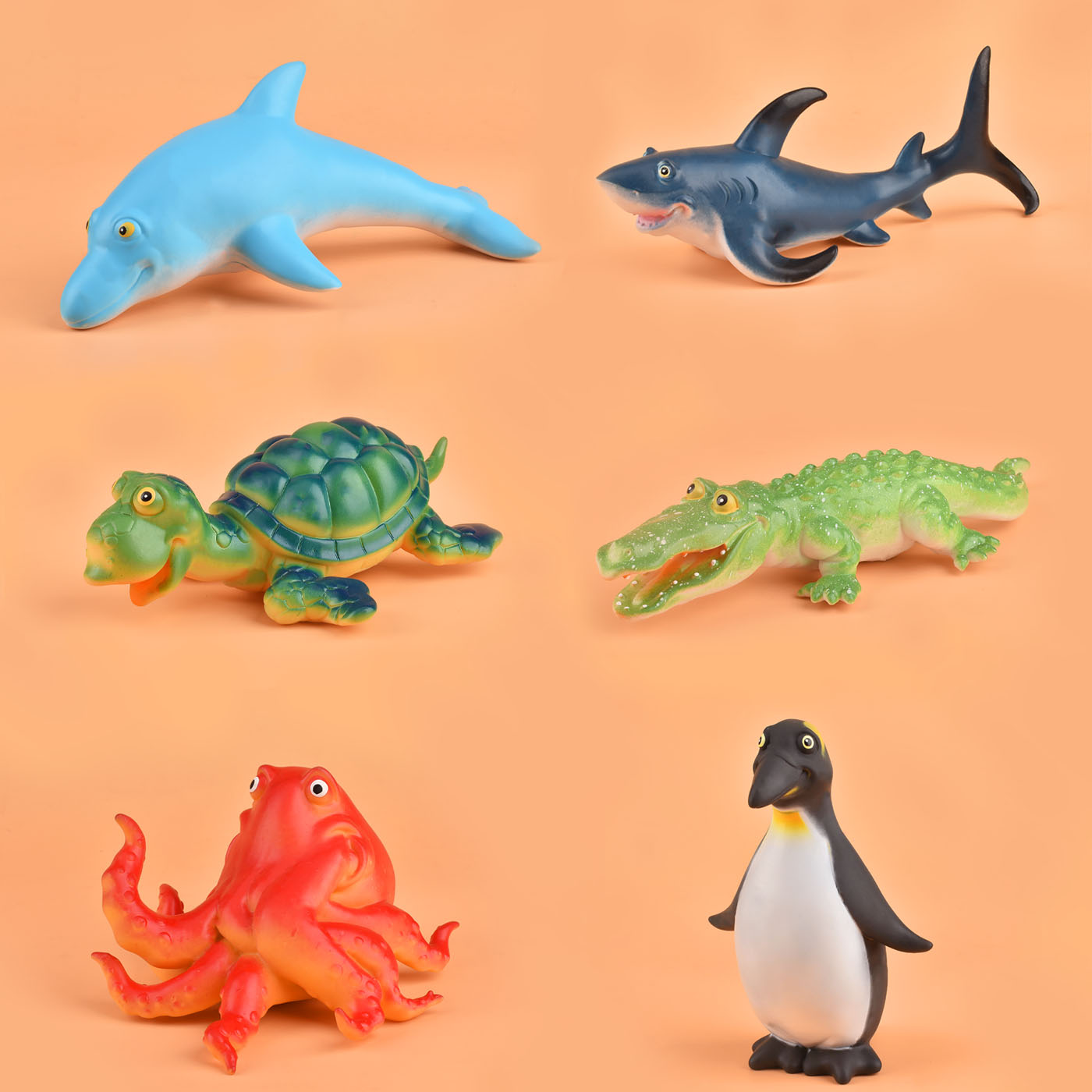 仿真海洋动物模型玩具软胶鲨鱼海豚鳄鱼模型儿童益智早教模型