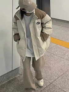 冬季拼接棉衣棉服女2023新款宽松学生加厚保暖oversize棉袄外套女