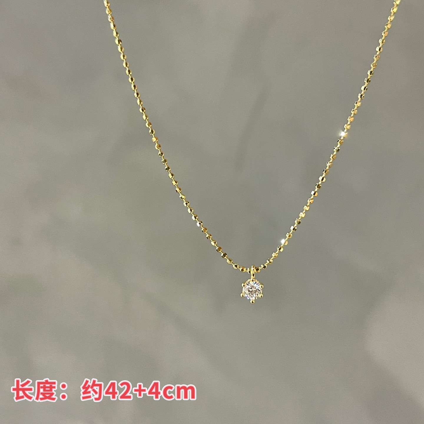 琪娅拉新款925纯银迷你锆石精致爆闪细珠珠项链颈链~总长约46cm