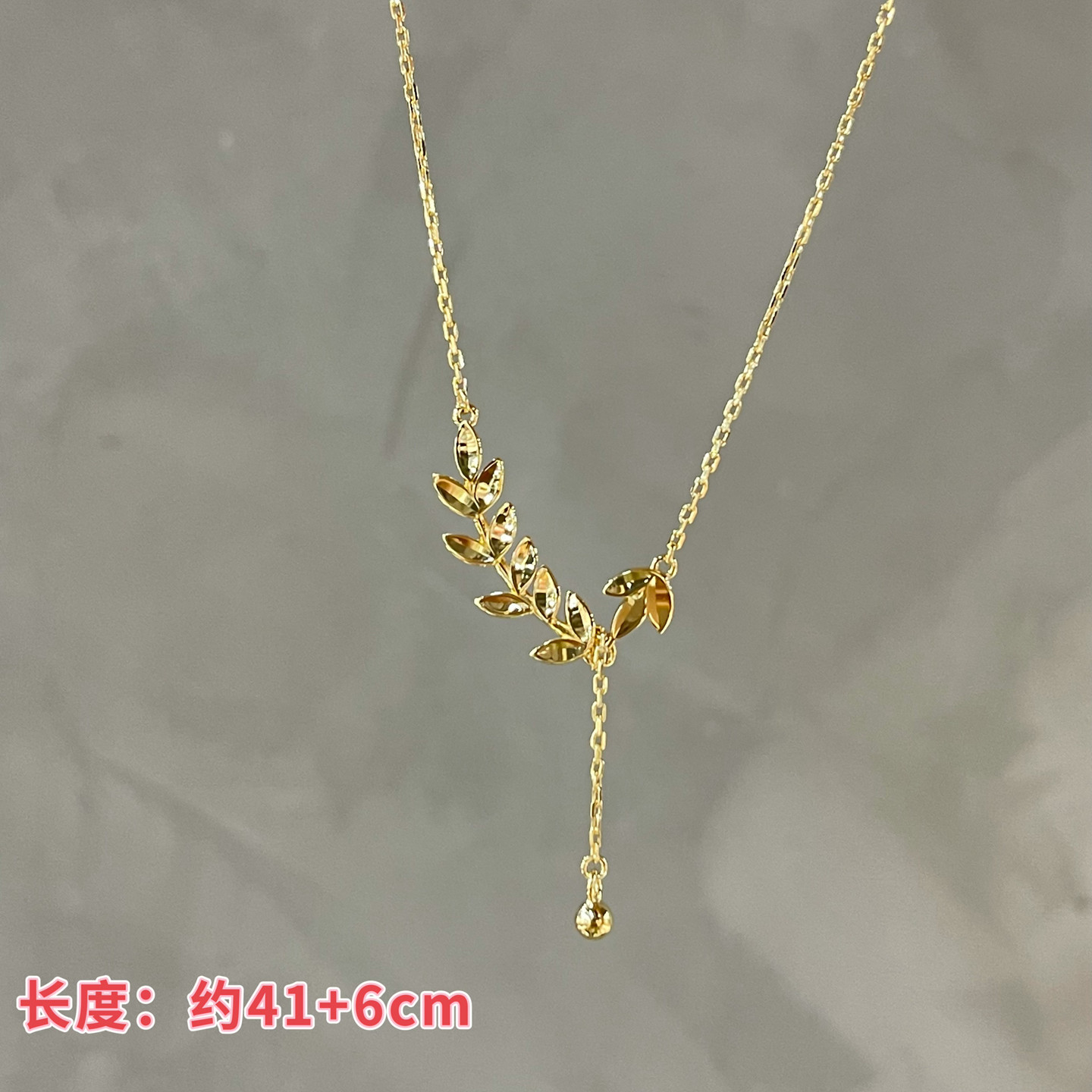 琪娅拉925通体纯银一叶知秋意大利车花立体树叶y链项链~长约47cm
