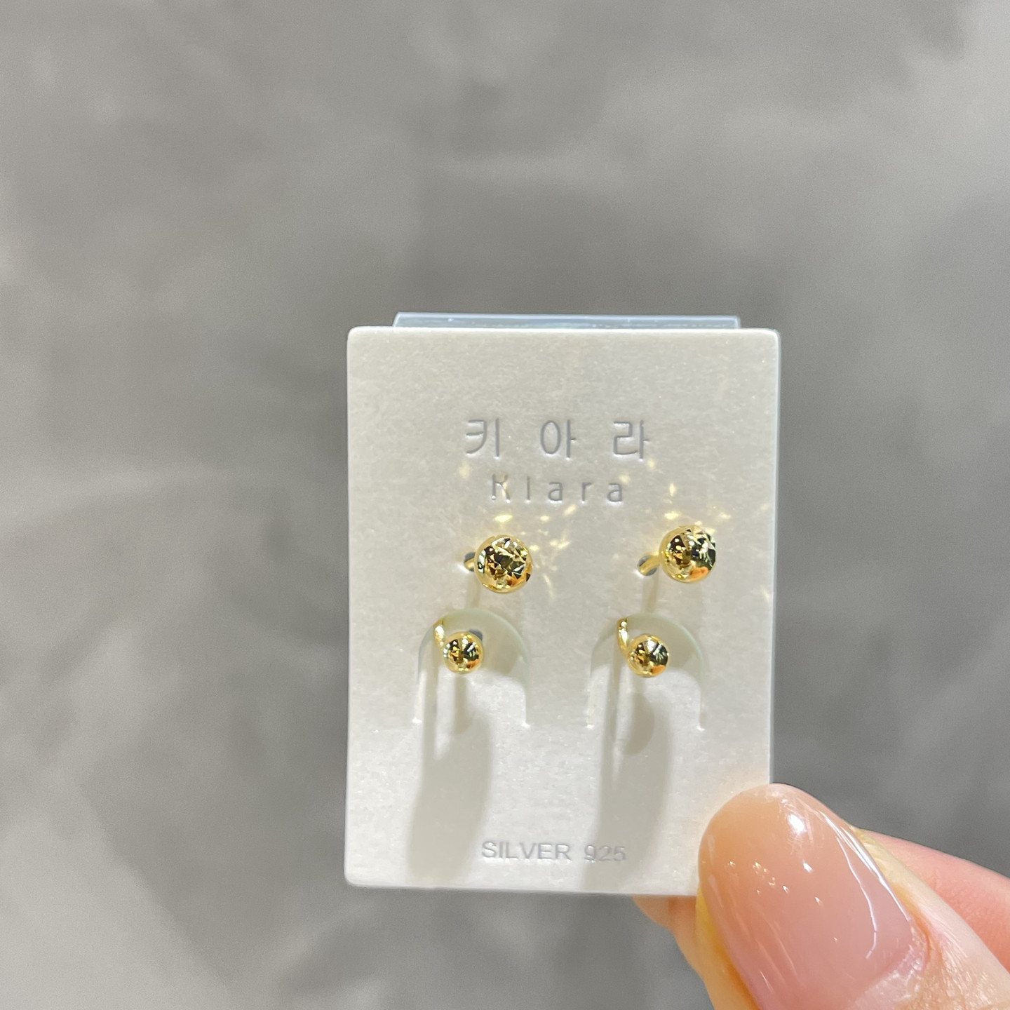 琪娅拉s925通体纯银车花金银豆豆光面圆球拧螺丝耳环~约4m+3mm