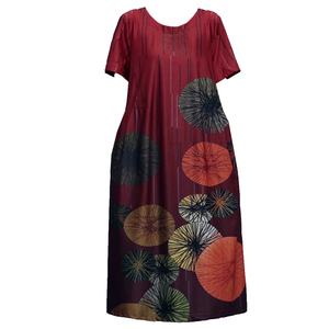 RM10469#夏季新款大码女装胖MM时尚遮肚显瘦中长款印花连衣裙