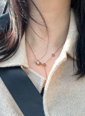 满钻小蛮腰项链女18K玫瑰金轻奢小众设计感锁骨链高级感百搭颈链