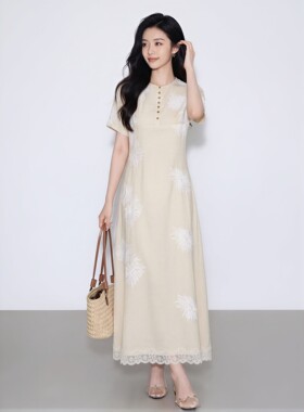 夏季新中式刺绣连衣裙女休闲流行