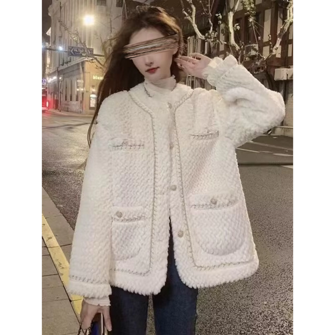 秋冬新款韩版小香风仿皮草上衣