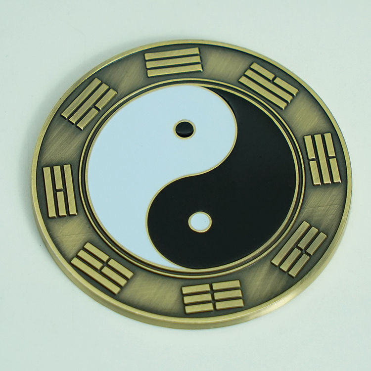 6厘米先天八卦黑白太极贴古青铜色配双面胶阴阳鱼八卦