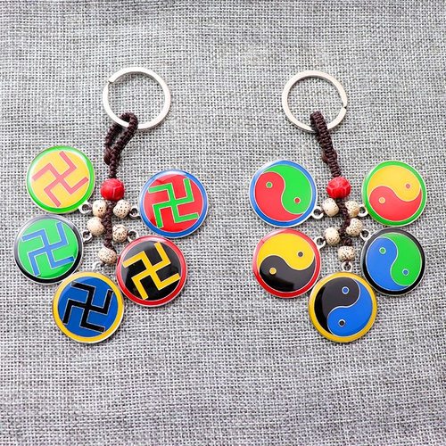 黄铜3公分双面吊坠江氏版五行太极八卦万字福挂饰汽车挂件钥匙扣