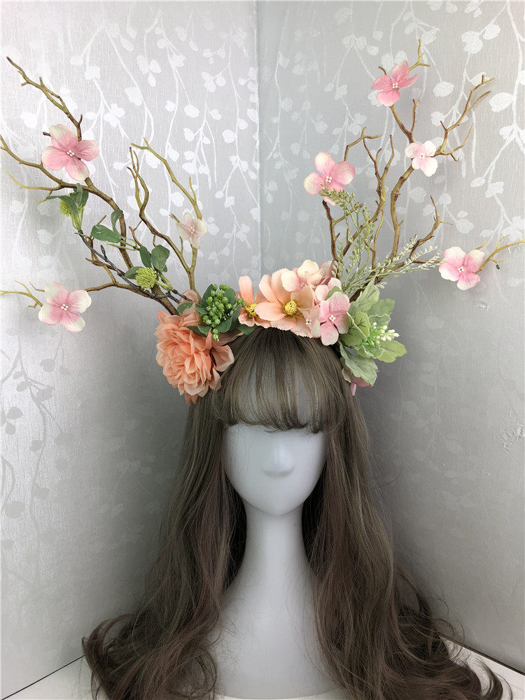 森女系树枝发箍花仙子造型婚纱摄影写真超美毕业手作圣诞鹿角发箍