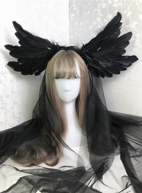 恶魔发箍发箍黑暗系头纱走秀发箍