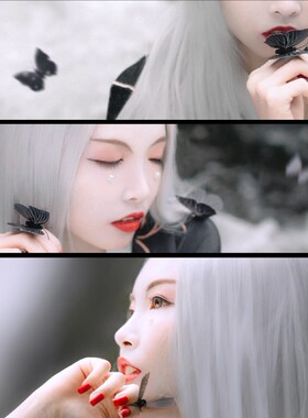 蝴蝶黑暗系戒指摄影万圣节发夹