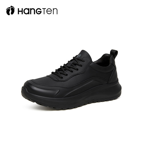 欢腾黑色男士皮鞋2025新款春秋季男鞋真皮厚底鞋子商务休闲爸爸鞋