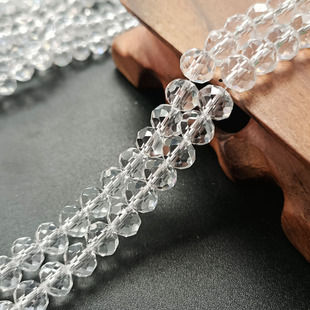 8mm透明扁珠整条卖 diy手工串珠饰品材料散珠水晶散珠车轮珠3