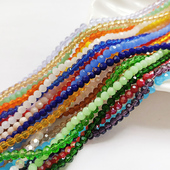 仿水晶珠 DIY手工制作球珠散珠切面玻璃散项链串珠材料珠配件 4mm