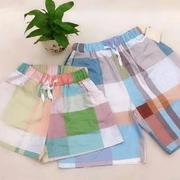 Quần pyjama đôi mùa hè dệt cotton nam quần lớn của phụ nữ quần short cotton mỏng phần bãi biển quần cotton nhà quần - Quần tây