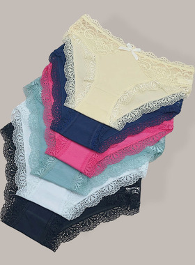 外贸内裤棉女低腰三角裤少女蕾丝棉裆学生黑色短裤透气