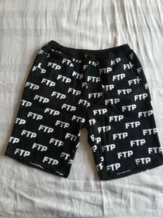 【现货】FTPAllOver厚款加绒纯棉短裤黑白 Suicideboys