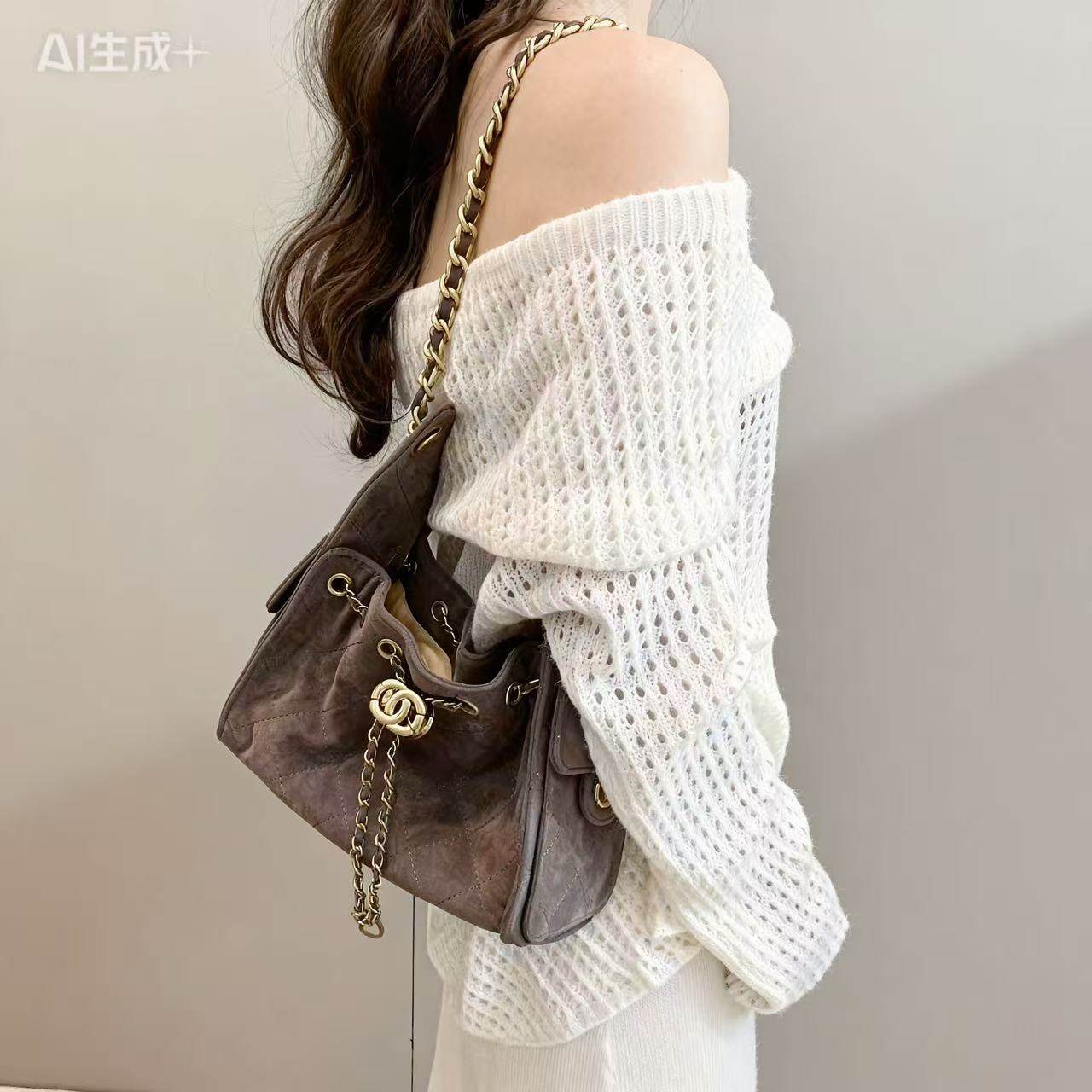 抽绳小香风菱格链条包包女2025新款麂皮25bag单肩腋下hobo嬉皮包,箱包皮具/热销女包/男包,通用款女包,淘宝优惠券,粉丝福利购,淘宝优惠卷