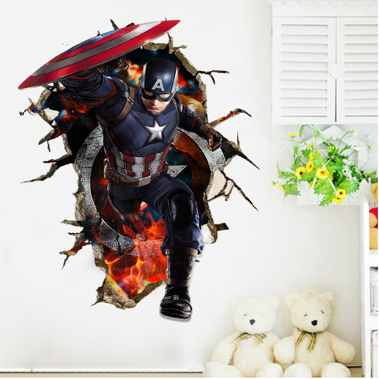 漫威电影海报3D立体钢铁侠复仇者联盟3蜘蛛侠壁纸墙贴纸宿舍卧室