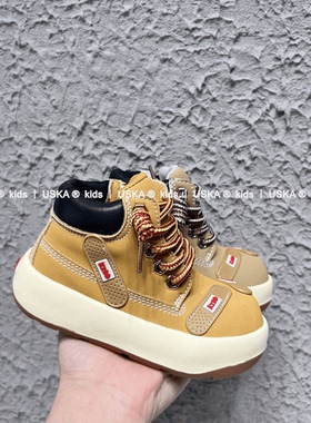 UskA儿童丑萌马丁靴2025秋季新款女童创可贴小黄靴男童大头单靴子