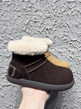 UskA女童雪地靴2025冬季新款女孩保暖加绒棉靴防滑中大童儿童棉鞋