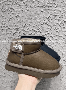 UskA2025冬季儿童加绒加厚宝宝豆豆鞋保暖棉靴儿童雪地靴真皮韩版