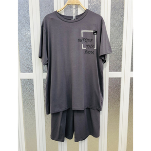 柔善睡衣2025夏季男士针织棉薄款素色短袖短裤时尚休闲家居服套装