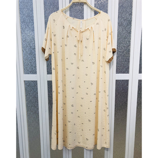 柔善睡衣2025新款夏季女士针织棉短袖中长款连衣裙甜美家居服睡裙