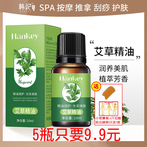 韩纪艾草精油艾叶陈艾植物按摩刮痧推背拔罐艾灸足浴美容院复方