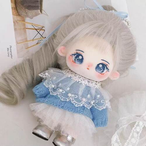 泠月棉花娃娃20cm女公仔衣服毛绒玩具有骨架裸娃换装假发长发玩偶