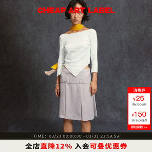 新款 cheap 绳扣系结半身裙女26春季 label灰色雪纺百褶裙中式 art