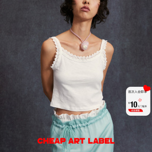 新款 cheap 吊带女26春季 白色柔软针织蕾丝内搭背心短款 art label