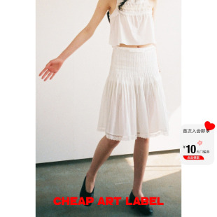 白色细褶精致蕾丝花边A字半身裙女2026春夏新款 label art cheap