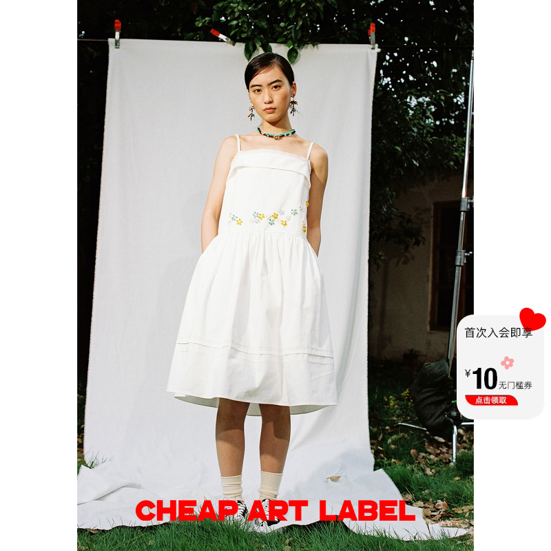 cheapartlabel钉珠绣花连衣裙