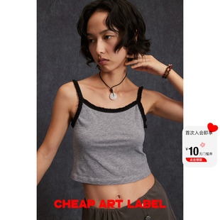 灰色柔软针织蕾丝内搭背心短款 cheap art label 吊带女26春夏新款