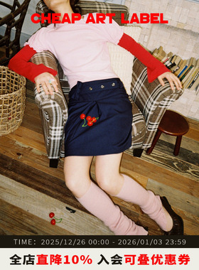 cheap art label挺括单褶西装半身裙可拆卸宽腰带复古半裙女25冬