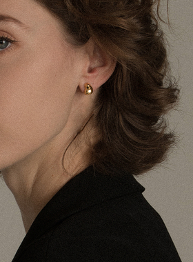UNFOLDS经典金豆元宝耳钉925银针耳饰女气质百搭小众设计63OAKAVE