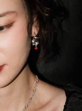 MINT THERAPY金属液态玫瑰花耳环爱心耳坠 63OAKAVE