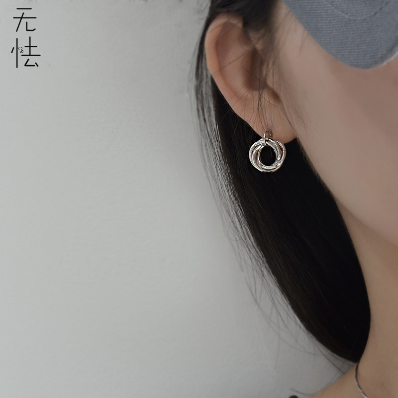 无怯通体纯银多层圆圈精致通勤