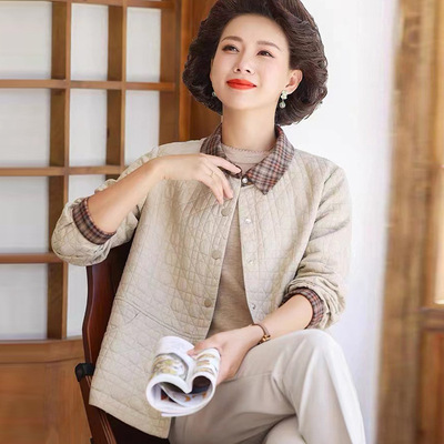 中年妈妈夹克衫衬衣开衫翻领外套
