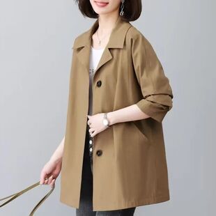 風衣40歲50歲中年外套女休閑寬松小個子上衣 中老年媽媽春秋中長款