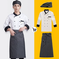 Белый лонгслив, фартук, берет