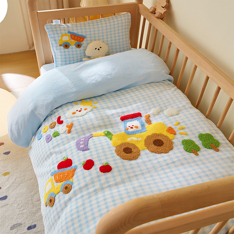 儿童牛奶绒被套单件珊瑚绒加厚保暖被罩幼儿园三件套单人1.5m冬季