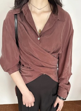 ASCRIPTION25春夏女士简约铜氨系腰两穿设计师感长袖衬衫