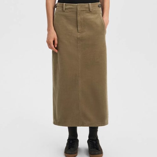 设计师品牌YEARLYPLAN24冬季新款女士复古百搭灯芯绒半身长裙