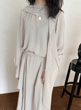 ASCRIPTION25春夏女士简约轻奢哑光抗皱法式飘带设计感衬衫