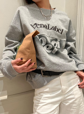 设计师品牌VenaLabel24春夏新款纯棉宽松字母logo印花长袖卫衣女